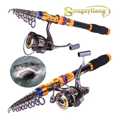 (2.1M Rod&Reel 2000) Sougayilang Telescopic Fishing Rod Pole With13bb Full Metal Spinning Reel F