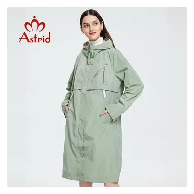 (green, L) Astrid Autumn Long Women&apos;s Trench Coat Women Windbreaker Zipper Outerwear Overco