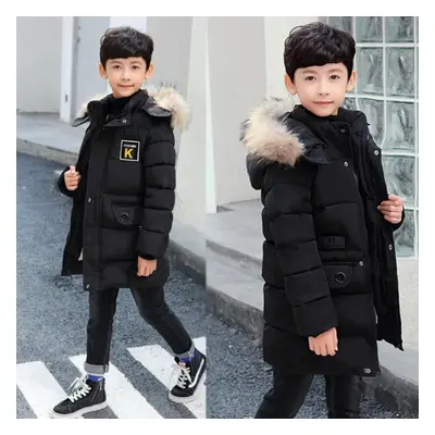 (black, 140cm) Winter Clothing Boys Warm Thicker Cotton Winter Jacket -30 Degrees