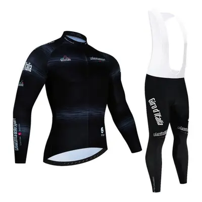 (black, XXXXL) Tour Of Italy Cycling Jersey Set Premium Anti-uv Long Sleeve Downhill Cycling Sui