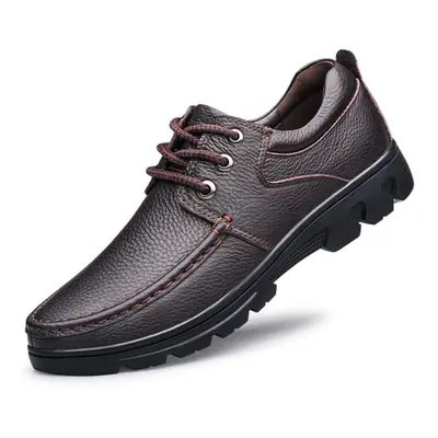 (brown, 40) Trendy Men&apos;s Casual Shoes Simple Men&apos;s Retro Genuine Leather Shoes Elegant