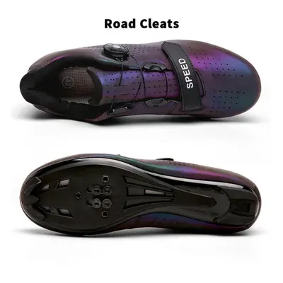 (purple, 37) Cycling Sneakers Road Bike Cleat Shoes Men Mountain Racing Speed Sneakers Women Fla