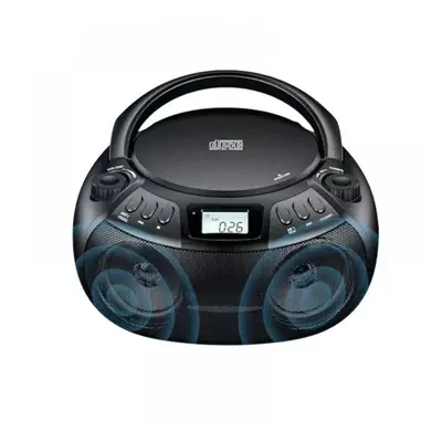 (black) Multi Functional Handheld Bluetooth Cd Player Radio Dual Speaker Stereo Audio Input Usb