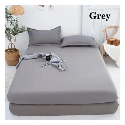 (grey, Sheet 220X200x30cm) Multi Size 99.99% Waterproof Solid Bed Fitted Sheet Nordic Adjustable