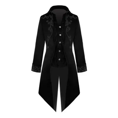 (black, XXXL) Adult Men Victorian Coat Costume Black Tuxedo Halloween Cosplay Costume Tailcoat G