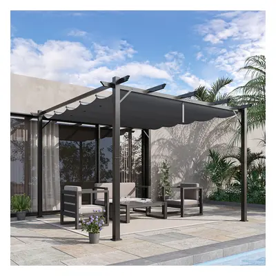 Outsunny 3x3(m) Pergola Gazebo Sun Shade Shelter Aluminium Garden Canopy, Grey