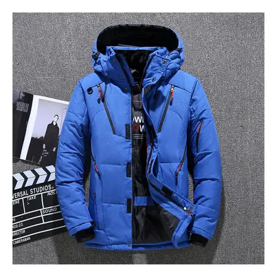 (173cm 67kg size xL, Blue) Mens White Duck Down Jacket Warm Hooded Thick Puffer Jacket Coat Male