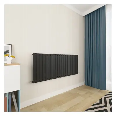 (600x1428mm Single) Horizontal flat radiator black all sizes