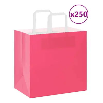 (pink, x x cm/ pcs) vidaXL Paper Bags pcs with Handles White 21x11x28 cm Paper Grocery Bag