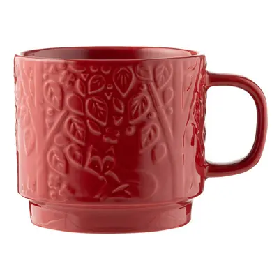 300ml Red Mug Forest Theme Stoneware Coffee Hot Chocolate Drinking Cup Gift Idea