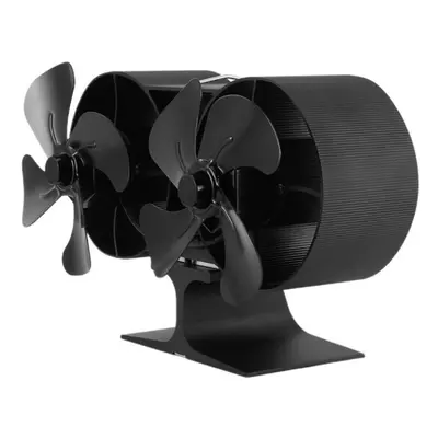 Dual Head Blades Powered Stove Fan Aluminium Silent Eco-Friendly For Wood Log Burner Fireplac