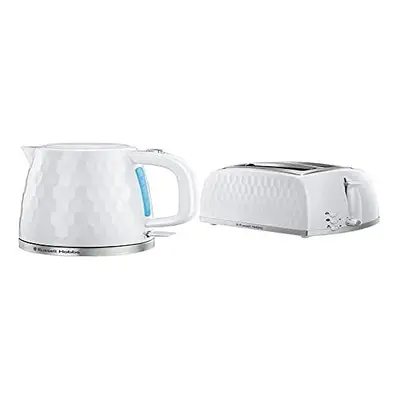 Honeycomb Kettle and Slice Toaster, White