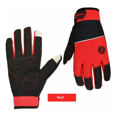 (Red, XL) Warm Cycling Winter Gloves with Touch Screen Full Finger Mountain Bike Gloves