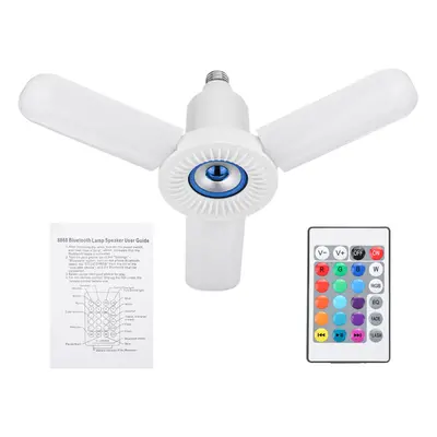 (Blue) AC85-265V E27 36W LED Light with bluetooth Speaker Remote Control Color Change Lighting F