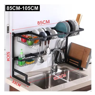 (L) Sink Storage Rack 65/85CM Kitchen Over Sink Dish Drying Drain Shelf Dish Chopsticks Storage 