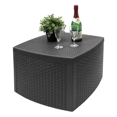 (Anthracite ) Rattan Indoor Outdoor Coffee Table Garden Furniture Bench Box Patio Side Snack