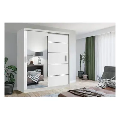 (180CM, White) NZ Lyon 2&3 Sliding Mirror Door Wardrobe