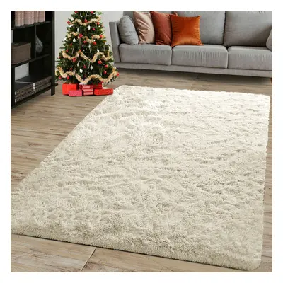 (Cream, X cm) Fluffy Rugs Anti-Slip Large Shaggy Rug Super Soft Mat Living Room Bedroom Carpet