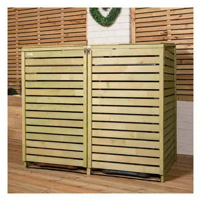 1.34m x 1.2m Large Wooden Outdoor Garden Double Wheelie Bin Store Storage for Bins