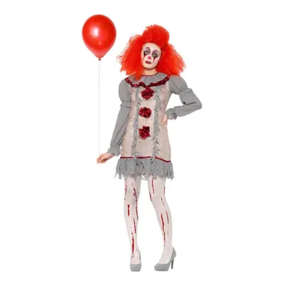 (M, Grey/Red) Smiffys Womens/Ladies Clown Vintage Costume Set