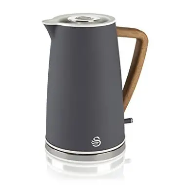 Swan SK14610GRYN, Nordic Rapid Boil Jug Kettle, Wood Effect Handle, Soft Touch Housing and Matt 