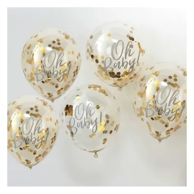 Oh Baby Balloons! Printed Gold Confetti Balloons x Oh Baby Shower Range