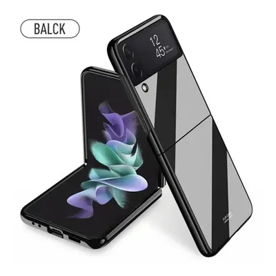 (black, For Z Flip 4) For Samsung Galaxy Z Flip Flip3 Case Luxury Ultra Thin Glossy Surface Pian