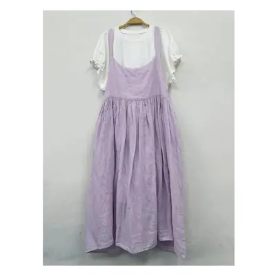 (light purple, One Size) Johnature Japanese Versatile Suspender Dresses For Women Summer High Wa