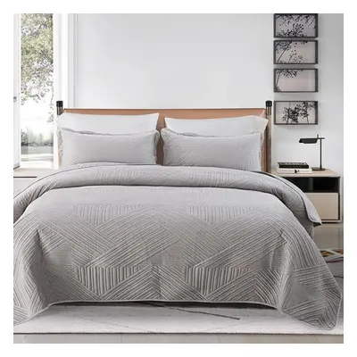 (light gray, 220*240cm) Crystal Velvet Laminated Cotton Bed Cover Quilted European Leisure Cover