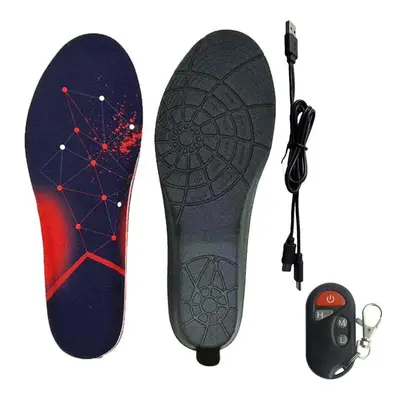 (red, EU 41-46) Usb Rechargeable Heated Shoes Pad Winter Warm Shoe Insoles With Wireless Remote 