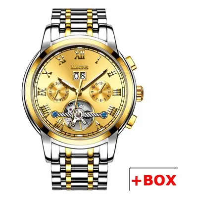 (Gold) LIGE New Mechanical Men Watches Top Brand Luxury Business Watch Tourbillon Automatic Cloc