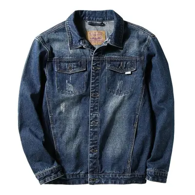 (blue, S) Fall Plus Size Men &apos;s Clothing Increase Fattening Denim Jacket Jacket Men &apos;s