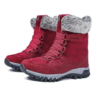 (red, 39) Tuinanle Women Snow Boots Winter Soft Plush Mid-calf Boots Female Non-slip Warm Cotton