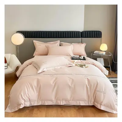 (pink, 1.5m bed) Fashion Home Textile Light Luxury Style Thread Count Cotton Four Piece Set. Hig