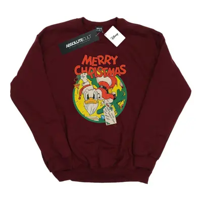 (XXL, Burgundy) Disney Mens Donald Duck Merry Christmas Sweatshirt