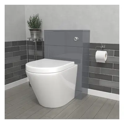 Nes Home 500mm Back To Wall Rimless Toilet with WC Unit Steel Grey