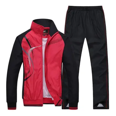 (red, 5XL) Men&apos;s Sportswear Spring Autumn Tracksuit High Quality Sets Jacket+pant Sweatsuit