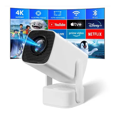 (white) Portable Projector,Android 11,1920*1080 FHD,350 ANSI,with 5W Independent Speaker,Pre-ins