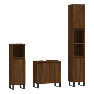 vidaXL Bathroom Cabinet Set Storage Cabinet Piece Brown Oak Engineered Wood