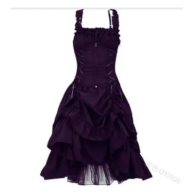 (purple, XXXXXL) Womens Gothic Dress Woman Classic Black Layered Lace-up Goth Lolita Corset Wais