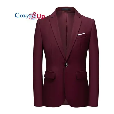 (burgundy, 3XL) Cozy Up Men&apos;s Casual Blazer Jacket Slim Fit Sports Coat Business Suit Jacke