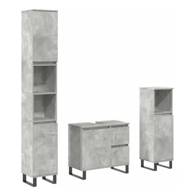 vidaXL Piece Bathroom Furniture Set Concrete Grey Engineered Wood