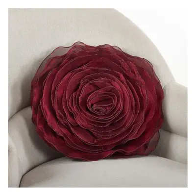 Saro Lifestyle 160.BU16R in. Damask Napkin Round Rose Design Poly Filled Pillow - Burgundy