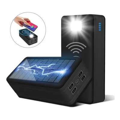 (Solar wireless Black, 50001mAh-100000mAh) 99000mAh Solar Power Bank Wireless Fast Charging SOS 