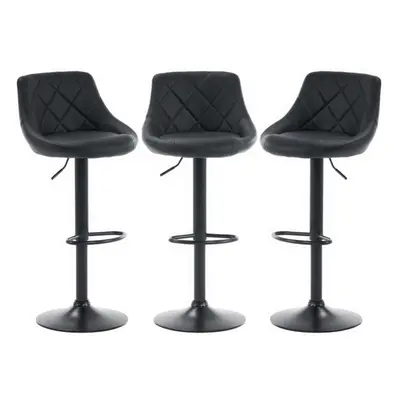 Set of Black CORDOBA Faux Leather Bar Stools, height adjustable