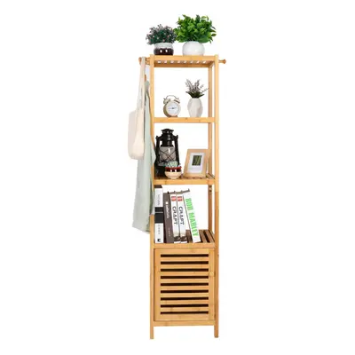 Bamboo Tall Slim Bathroom Storage Cabinet Cupboard Organizer Shelves