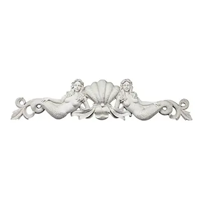 Mermaid Pediment Overdoor Wall Decor Sculpture, 100.5 cm, Polyresin, Ancient Ivory