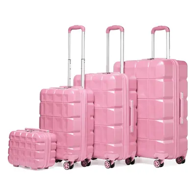 (Pink) or Pieces Lightweight Hard Shell ABS Suitcase With TSA Lock