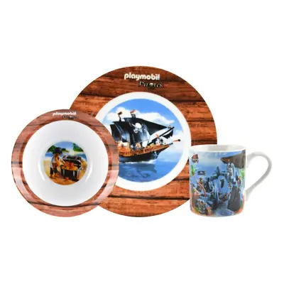 United Labels Breakfast Plates Mug Bowl Crockery Piece Set, Pirate Design, Teilig