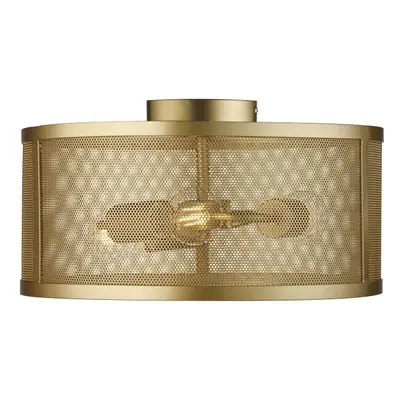 Searchlight Fishnet Light Drum Flush Matt Gold